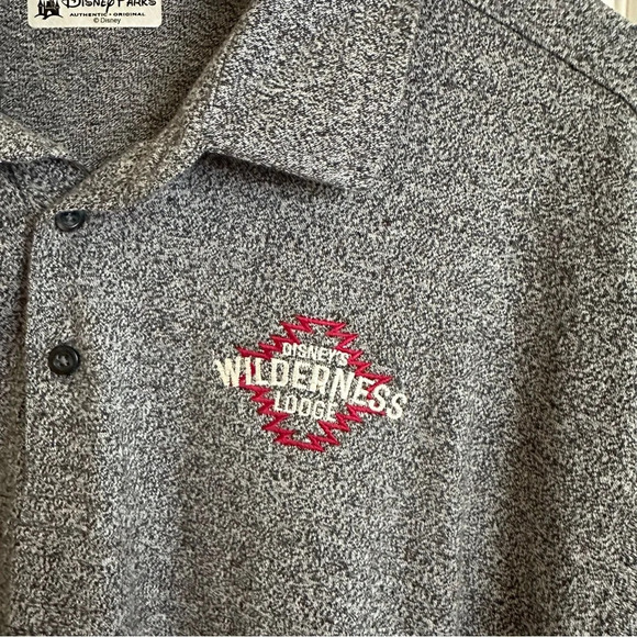 NWT Disney Parks Mens XXL Heathered Gray Polo Shirt Wilderness Lodge Embroidered - Picture 3 of 6